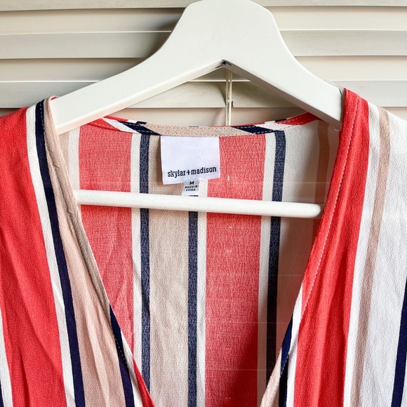 Skylar+Madison Orange Striped Wrap Dress - Picture 5 of 9